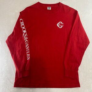 Crooks And Castles Red Long Sleeve Shirt Crewneck Size Large Graphic Logo